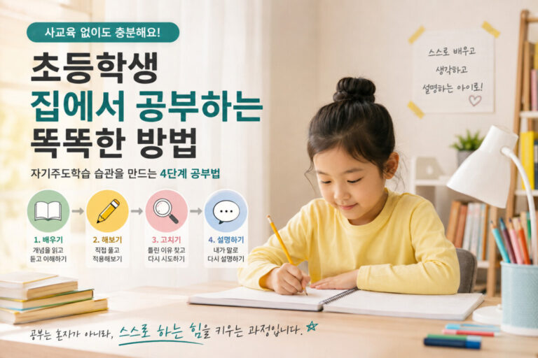 초등학생 집에서 공부하는 방법